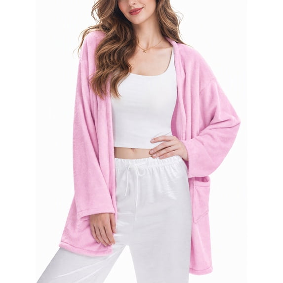 DAKIMOE Sleep Cardigans Robe Bed Jackets for Women Toasty Cozy Plush ...