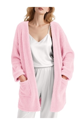 Sleep Cardigans Robe Bed Jackets for Women Toasty Cozy Sherpa Coat Cloud-Soft House Jacket Loose Oversized Fleece Fuzzy Outwear, S-XXL