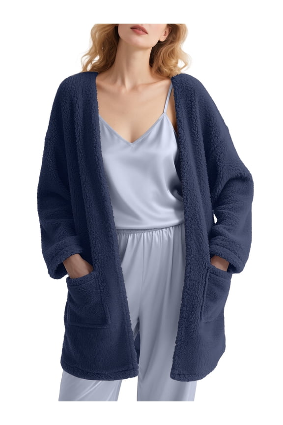 Sleep Cardigans Robe Bed Jackets for Women Toasty Cozy Sherpa Coat Cloud-Soft House Jacket Loose Oversized Fleece Fuzzy Outwear, S-XXL