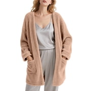 DAKIMOE Sleep Cardigans Robe Bed Jackets for Women Toasty Cozy Sherpa Coat Cloud-Soft House Jacket Loose Oversized Fleece Fuzzy Outwear, S-XXL