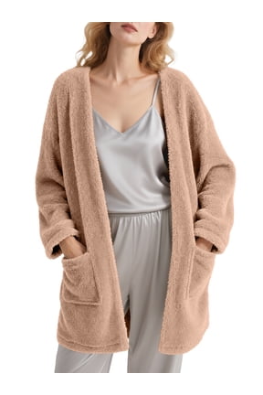 Sleep Cardigans Robe Bed Jackets for Women Toasty Cozy Sherpa Coat Cloud-Soft House Jacket Loose Oversized Fleece Fuzzy Outwear, S-XXL
