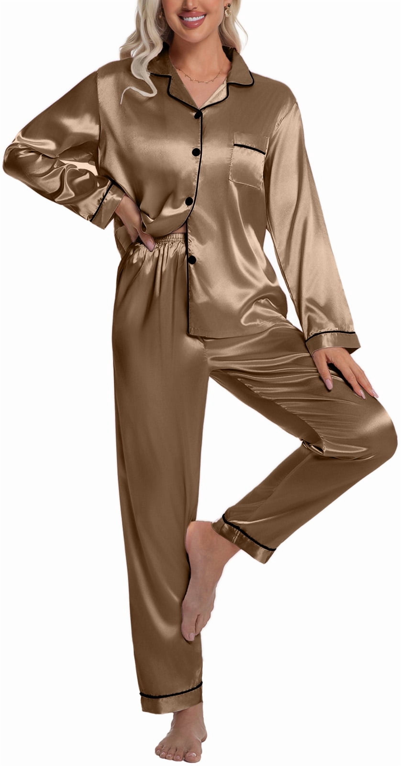 ルームウェア・パジャマ philme satin room wear ladies DAKIMOE Sleepwear Womens Silky Satin Pajamas Set Long Sleeve