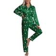 thumbnail image 1 of DAKIMOE Silk Satin Pajamas Set Womens Christmas Pajamas Long Sleepwear Button Down 2 Piece Classic Soft Loungewear Pjs Set, 1 of 6