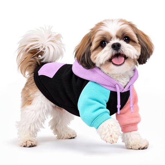 DAKIMOE Small Dog Hoodie, Fleece Lined Puppy Clothes Warm Sweatshirt Pullover, Soft Pet Hoodie Jacket with Pocket Adjustable Drawstring, Dogs Outfit for Yorkie, Maltese, Pomeranian