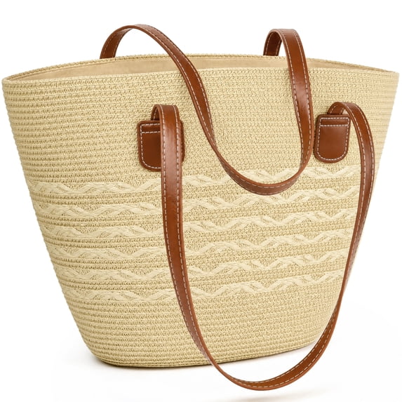 DAKIMOE Straw Beach Bag For Women Summer Boho Tote Bag Handbags Large Shoulder Purses Woven for Vacation