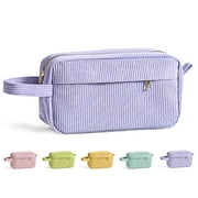 DAKIMOE Pencil Case Cute Pencil Pouch Corduroy Colored Large Capacity Soft Lightweight Versatile Stationary for Students Teens Adults, Purple