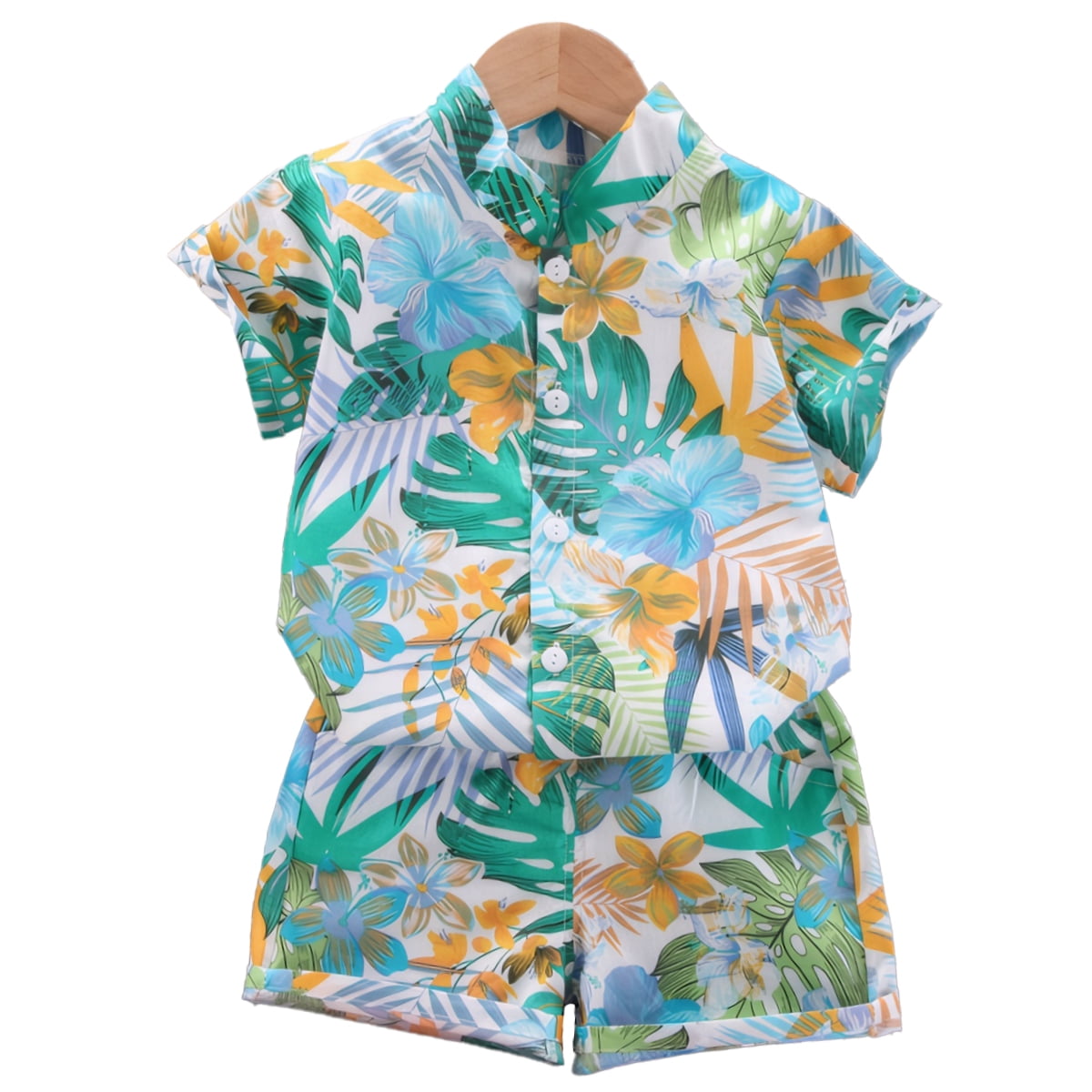 KIDS SHIRT PLAYSUIT WITH SHORT TIE SLEEVE BOTANICAL BALLADS