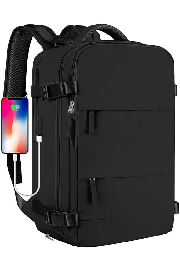 Large Travel Backpack for Women Men Laptop Bag Airline Approved Carry On Backpacks Waterproof Anti Theft Gym Bags Hiking Flight Approved Luggage Casual Daypack, Large, Black