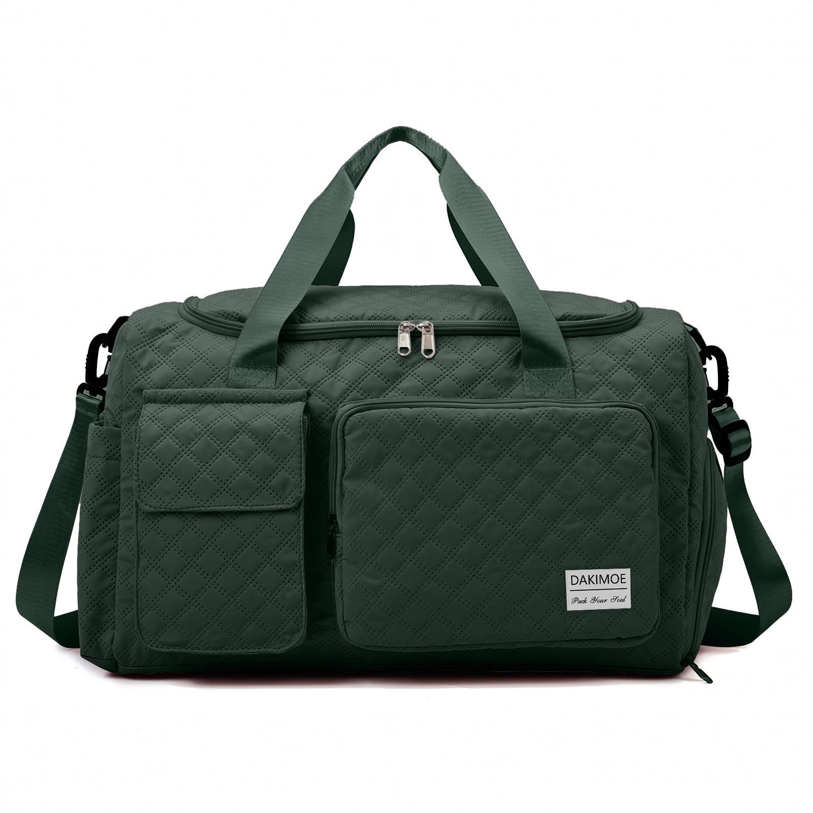 DAKIMOE Travel Duffle Bag Women Men Weekender Bags Carry Gym Bag Wet Pocket Adjustable Strap Shoe Compartment Foldable Waterproof Overnight Tote Bag