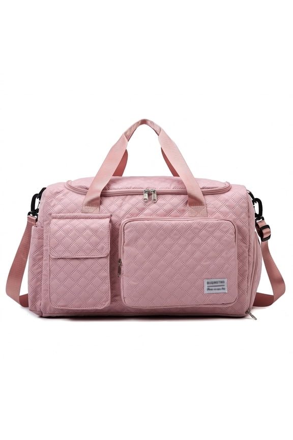 Travel Duffle Bag for Women Men, Weekender Bags Carry on Gym Bag with Wet Pocket/Adjustable Strap/Shoe Compartment, Foldable Waterproof Overnight Tote Bag for Plane Sports Dance, Pink