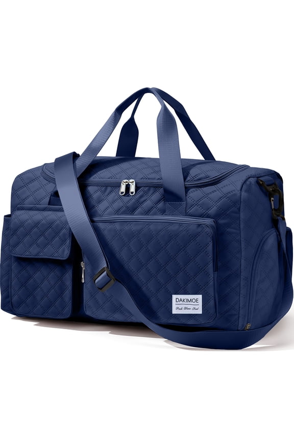 Travel Duffle Bag for Women Large Weekender Bags Carry on Gym Duffel Bag with Wet Pocket/Shoe Compartment Waterproof Overnight Tote for Plane Hospital Sports Yoga Business Trips, Navy