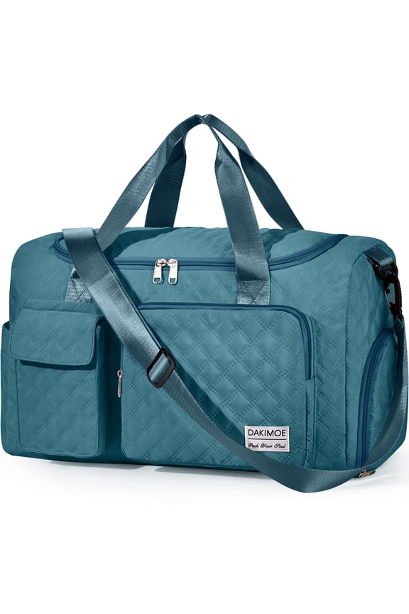 Travel Duffle Bag for Women Large Weekender Bags Carry on Gym Duffel Bag with Wet Pocket/Shoe Compartment Waterproof Overnight Tote for Plane Hospital Sports Yoga Business Trips, Peacock Blue
