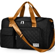 Travel Duffle Bag for Women Large Weekender Bags Carry on Gym Duffel Bag with Wet Pocket/Shoe Compartment Waterproof Ove