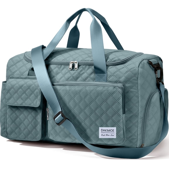 DAKIMOE Travel Duffle Bag for Women Men, Weekender Overnight Bags Carry on Gym Bag with Wet Pocket/Adjustable Strap/Shoe Compartment, Foldable Waterproof Duffel Tote for Plane Sports Dance, Green