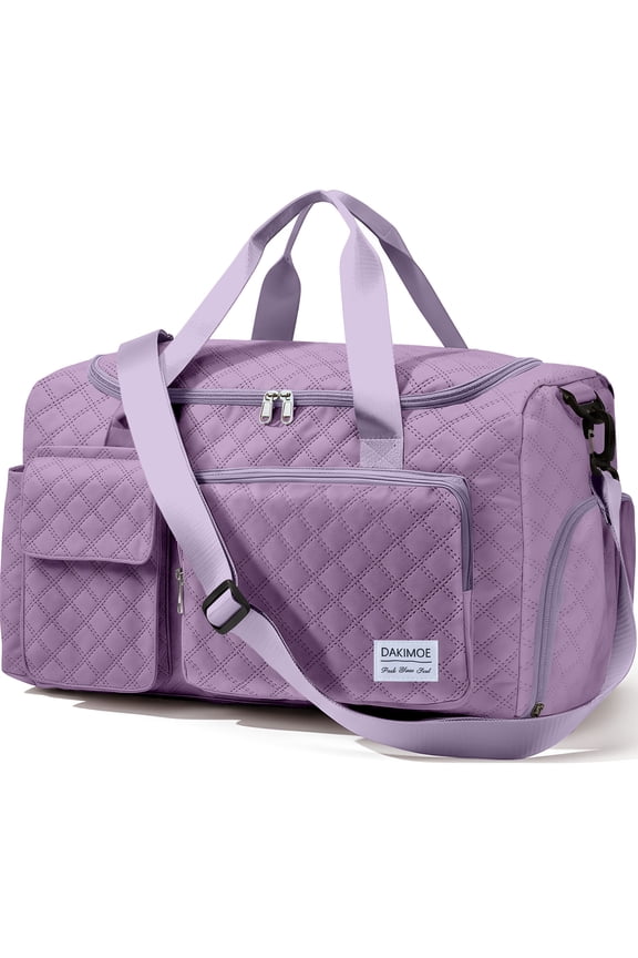 Travel Duffle Bag for Women Large Weekender Bags Carry on Gym Duffel Bag with Wet Pocket/Shoe Compartment Waterproof Overnight Tote for Plane Hospital Sports Yoga Business Trips, Lilac