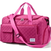 Travel Duffle Bag for Women Large Weekender Bags Carry on Gym Duffel Bag with Wet Pocket/Shoe Compartment Waterproof Ove