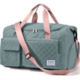 thumbnail image 1 of DAKIMOE Travel Duffle Bag for Women Large Weekender Bags Carry on Gym Duffel Bag with Wet Pocket/Shoe Compartment Waterproof Overnight Tote for Plane Hospital Sports Yoga Business Trips, Green&Pink, 1 of 10