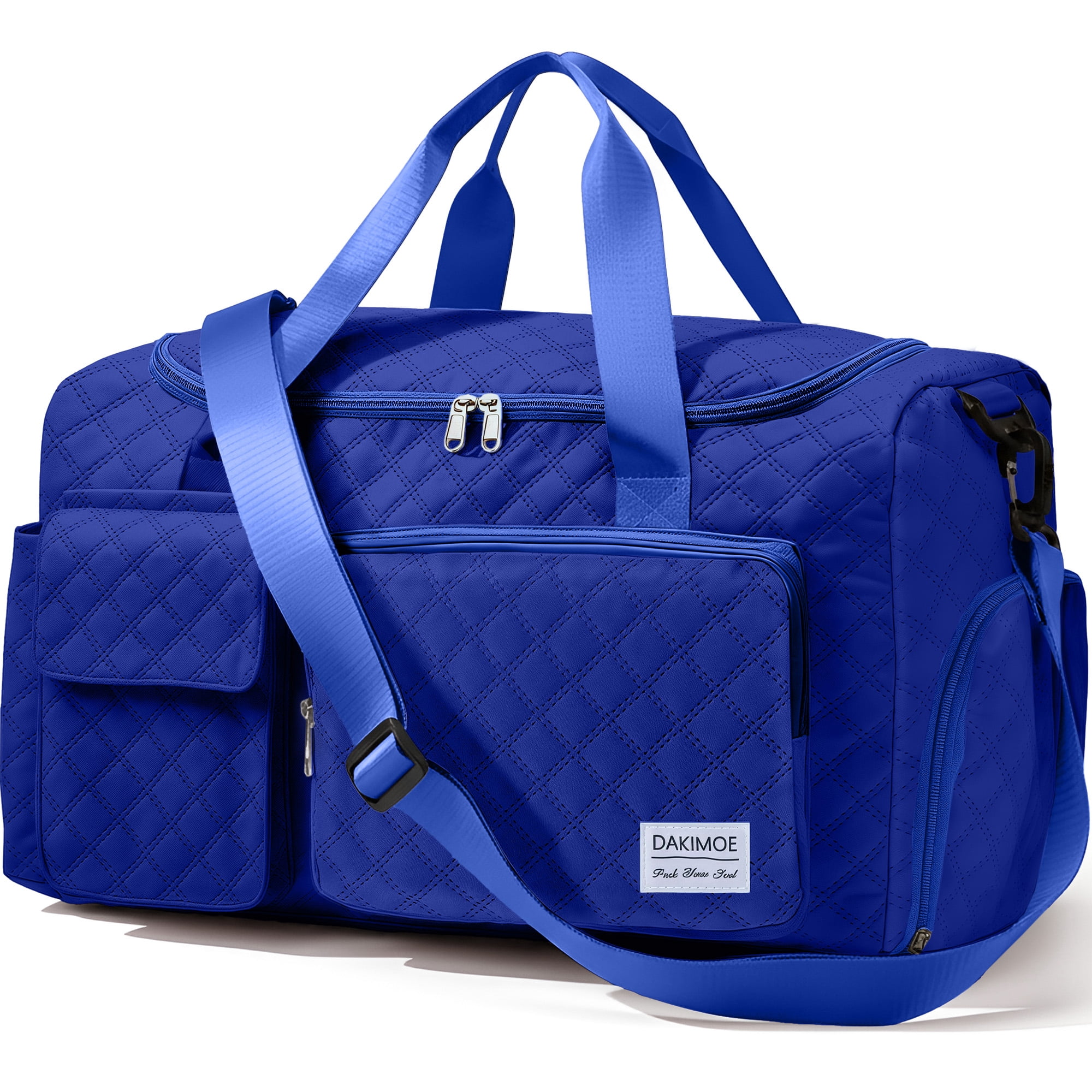 DAKIMOE Travel Duffle Bag Women Men Weekender Bags Carry Gym Bag Wet Pocket Adjustable Strap Shoe Compartment Foldable Waterproof Overnight Tote Bag