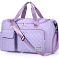 thumbnail image 1 of DAKIMOE Travel Duffle Bag for Women Men, Weekender Overnight Bags Carry on Gym Bag with Wet Pocket/Adjustable Strap/Shoe Compartment, Foldable Waterproof Duffel Tote for Plane Sports Dance, Purple, 1 of 10