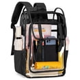 thumbnail image 1 of DAKIMOE Unisex PVC Transparent Waterproof Backpack, Black, 1 of 7
