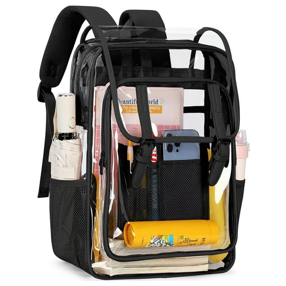 DAKIMOE Unisex PVC Transparent Waterproof Backpack, Black