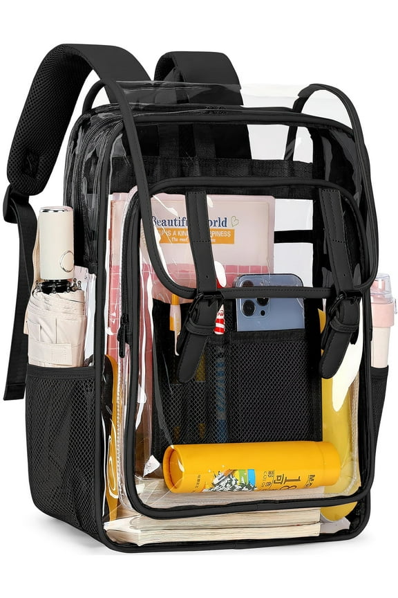 Unisex PVC Transparent Waterproof Backpack, Black