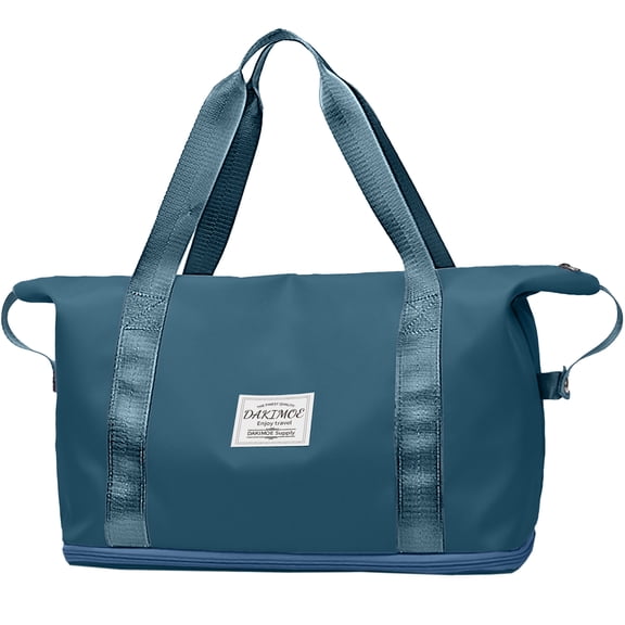 DAKIMOE Weekender Bags for Women, Travel Bag Carry on Gym Bag, Travel Duffle Bag with Wet Dry Pocket/Front Phone Pocket/Trolley Sleeve Pocket, Morandi Blue