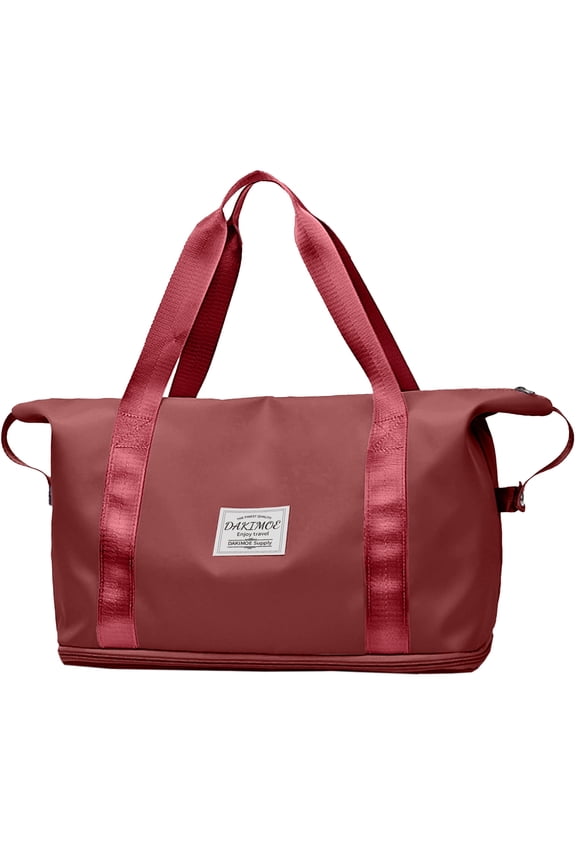 Weekender Bags for Women, Travel Bag Carry on Gym Bag, Travel Duffle Bag with Wet Dry Pocket/Front Phone Pocket/Trolley Sleeve Pocket, Wine Red