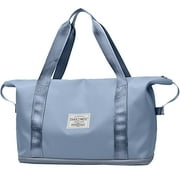 Weekender Bags for Women, Travel Bag Carry on Gym Bag, Travel Duffle Bag with Wet Dry Pocket/Front Phone Pocket/Trolley Sleeve Pocket, Blue