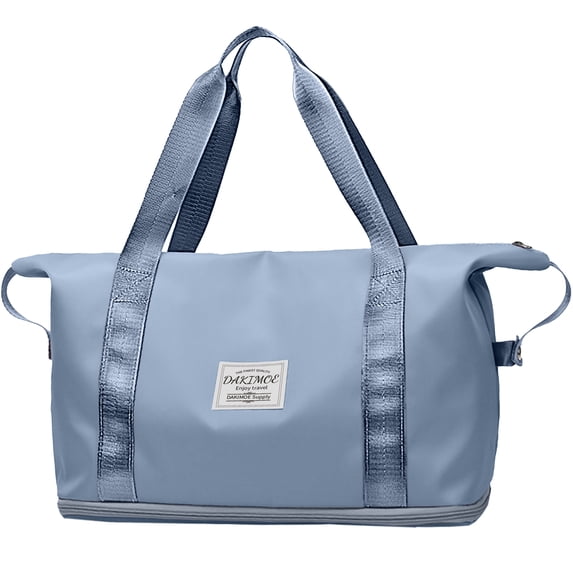 DAKIMOE Weekender Bags for Women, Travel Bag Carry on Gym Bag, Travel Duffle Bag with Wet Dry Pocket/Front Phone Pocket/Trolley Sleeve Pocket, Blue