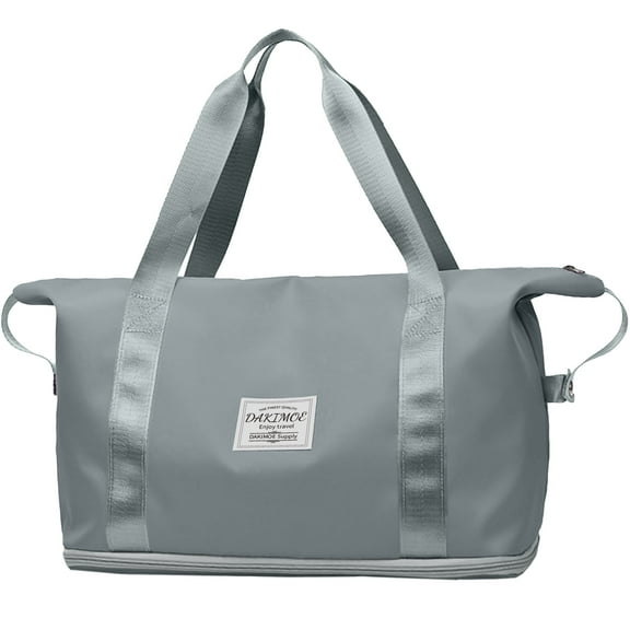 DAKIMOE Weekender Bags for Women, Travel Bag Carry on Gym Bag, Travel Duffle Bag with Wet Dry Pocket/Front Phone Pocket/Trolley Sleeve Pocket, Grey
