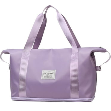 DAKIMOE Weekender Bags for Women, Travel Bag Carry on Gym Bag, Travel Duffle Bag with Wet Dry Pocket/Front Phone Pocket/Trolley Sleeve Pocket, Purple
