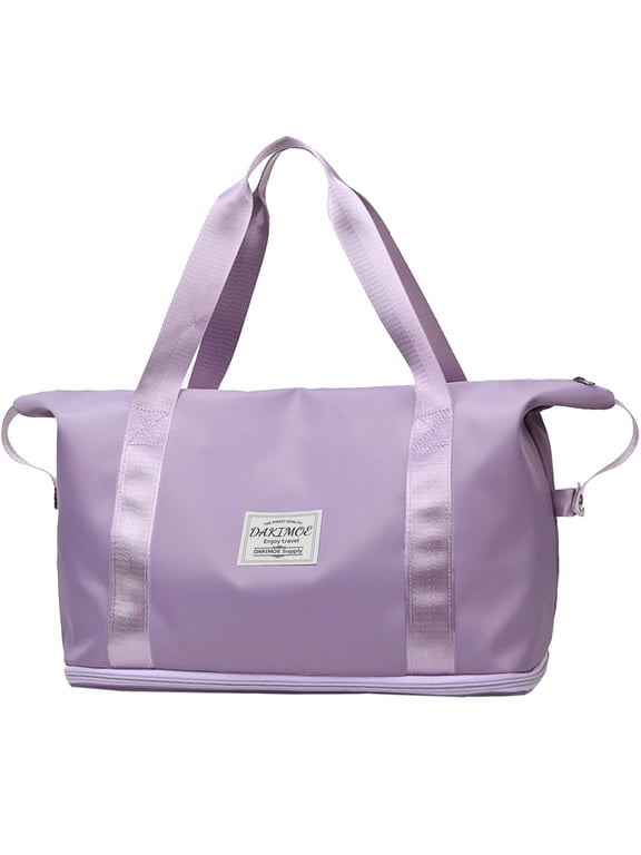 Weekender Bags for Women, Travel Bag Carry on Gym Bag, Travel Duffle Bag with Wet Dry Pocket/Front Phone Pocket/Trolley Sleeve Pocket, Purple