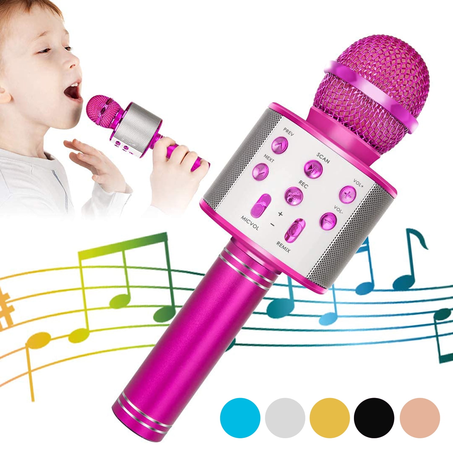 DAKIMOE Wireless Bluetooth Karaoke Microphone, Portable Handheld Singing Microphone for Kids Adults with Stereo Speaker and Voice Changer for All Smartphones, Gifts for Girls Kids Adults, Purple