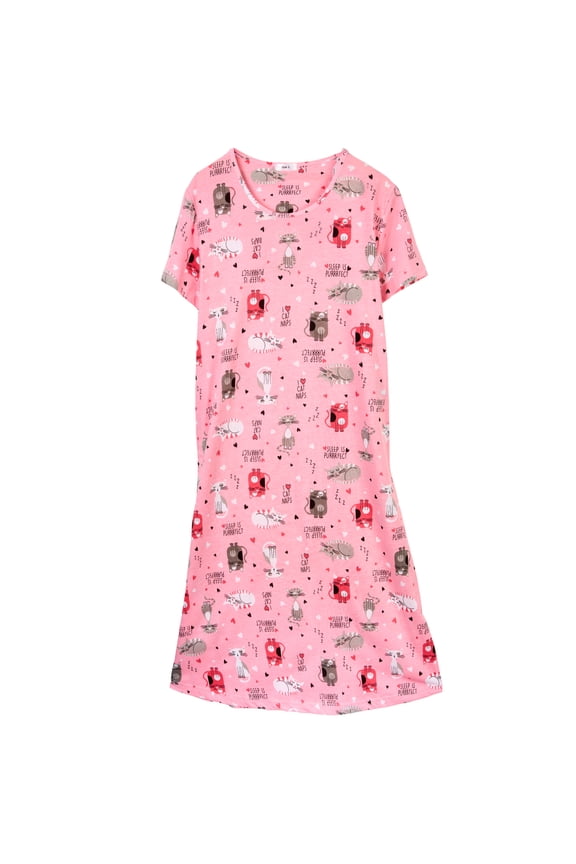 Cotton Nightgowns for Women Soft Cotton Short Sleeve Night Shirts Womens Print Sleep Shirts Loose Comfy Pajamas Sleepwear