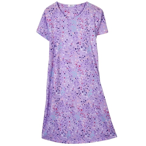 Cotton Nightgowns for Women Soft Cotton Short Sleeve Night Shirts Womens Print Sleep Shirts Loose Comfy Pajamas Sleepwear