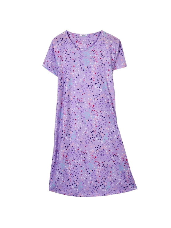 Cotton Nightgowns for Women Soft Cotton Short Sleeve Night Shirts Womens Print Sleep Shirts Loose Comfy Pajamas Sleepwear