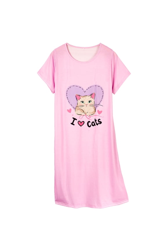 Cotton Nightgowns for Women Soft Cotton Short Sleeve Night Shirts Womens Print Sleep Shirts Loose Comfy Pajamas Sleepwear