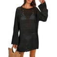 thumbnail image 1 of DAKIMOE Women Swimsuit Cover up Summer Bathing Suit Cover up Knit Swimwear Pullover Swim Cover up Beach Dress S-XL, Black, S, 1 of 10