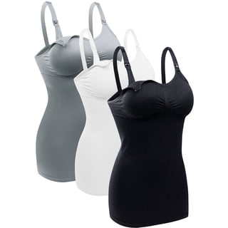 DAKIMOE Womens Nursing Tank Tops for Breastfeeding Maternity Camisoles with Built in Bra Sleep Maternity Cami Bras Pack of 3