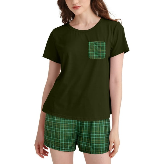 DAKIMOE Womens Pajama Sets 2 Piece Sets for Women Summer Sets Short Sleeve Pajamas Lounge Set Casual Sleepwear Loungewear PJS, S-XXL