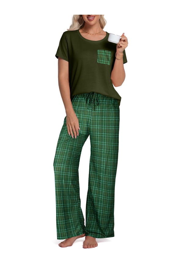 Womens Pajama Sets 2 Piece Sets for Women Summer Sets Short Sleeve Pajamas Lounge Set Casual Sleepwear Loungewear PJS, S-XXL