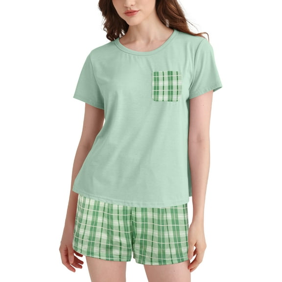 DAKIMOE Womens Pajama Sets 2 Piece Sets for Women Summer Sets Short Sleeve Pajamas Lounge Set Casual Sleepwear Loungewear PJS, S-XXL