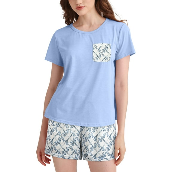 DAKIMOE Womens Pajama Sets 2 Piece Sets for Women Summer Sets Short Sleeve Pajamas Lounge Set Casual Sleepwear Loungewear PJS, S-XXL