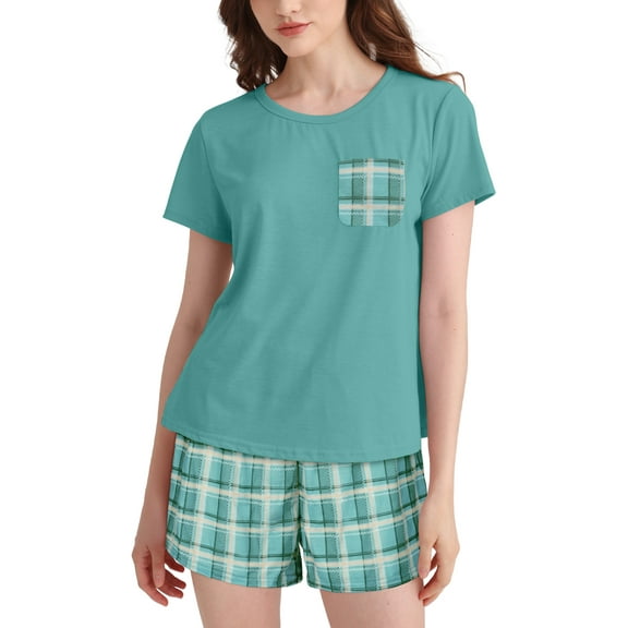 DAKIMOE Womens Pajama Sets 2 Piece Sets for Women Summer Sets Short Sleeve Pajamas Lounge Set Casual Sleepwear Loungewear PJS, S-XXL