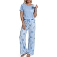 thumbnail image 1 of DAKIMOE Womens Pajama Sets 2 Piece Sets for Women Summer Sets Short Sleeve Pajamas Lounge Set Casual Sleepwear Loungewear PJS, S-XXL, 1 of 3