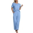 thumbnail image 1 of DAKIMOE Womens Pajama Sets Pajamas for Women Set Capri Sleepwear Short Sleeve Two-Piece Pjs Tops & Long Pants Casual Prints Lounge Sets for Women S-2XL, 1 of 8