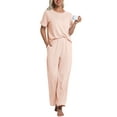 thumbnail image 1 of DAKIMOE Womens Pajama Sets Pajamas for Women Set Capri Sleepwear Short Sleeve Two-Piece Pjs Tops & Long Pants Casual Prints Lounge Sets for Women S-2XL, 1 of 8