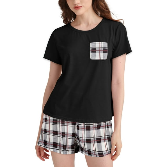 DAKIMOE Womens Pajama Sets 2 Piece Sets for Women Summer Sets Short Sleeve Pajamas Lounge Set Casual Sleepwear Loungewear PJS, S-XXL