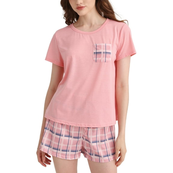 DAKIMOE Womens Pajama Sets 2 Piece Sets for Women Summer Sets Short Sleeve Pajamas Lounge Set Casual Sleepwear Loungewear PJS, S-XXL